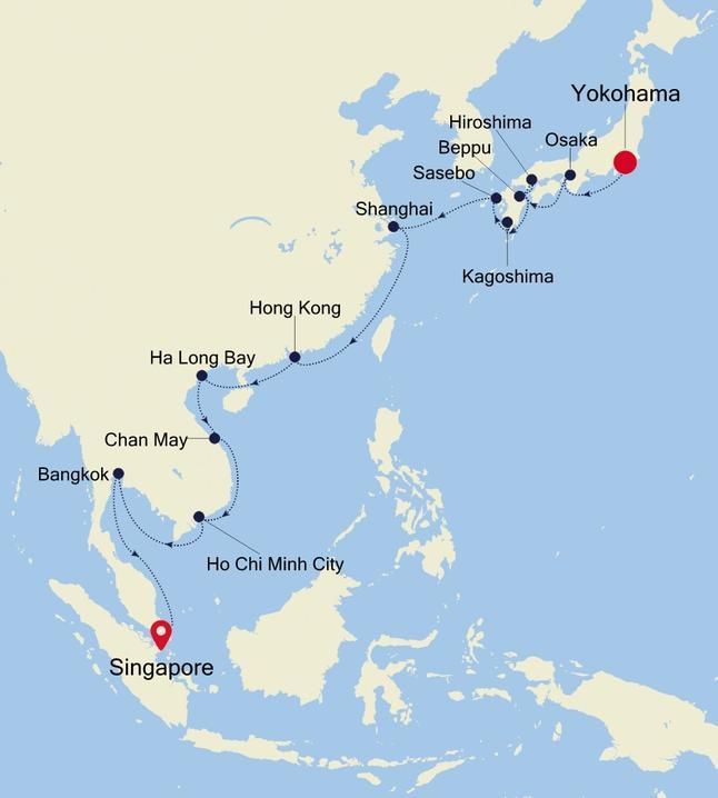 Map - Asia Cruise: Yokohama (Tokyo) To Singapore